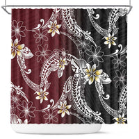 Polynesian Hawaiian Plumeria Tribal Pattern Shower Curtain Special Wine Red Version LT01 Red - Polynesian Pride