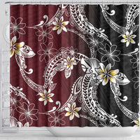 Polynesian Hawaiian Plumeria Tribal Pattern Shower Curtain Special Wine Red Version LT01 - Polynesian Pride