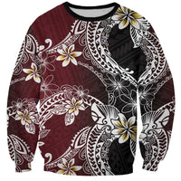 Polynesian Hawaiian Plumeria Tribal Pattern Sweatshirt Special Wine Red Version LT01 Unisex Red - Polynesian Pride