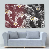 Polynesian Hawaiian Plumeria Tribal Pattern Tapestry Special Wine Red Version