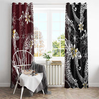 Polynesian Hawaiian Plumeria Tribal Pattern Window Curtain Special Wine Red Version