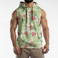 Anthurium Pikake Ti Leaf Palaka Sleeveless Hoodie Green Version LT01 - Polynesian Pride