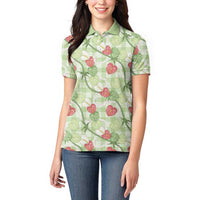 Anthurium Pikake Ti Leaf Palaka Women Polo Shirt Green Version LT01 - Polynesian Pride