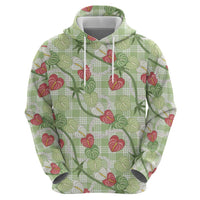 Anthurium Pikake Ti Leaf Palaka Zip Hoodie Green Version