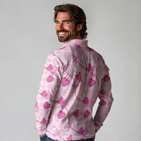 Anthurium Pikake Ti Leaf Palaka Long Sleeve Polo Shirt Pink Version
