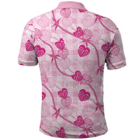 Anthurium Pikake Ti Leaf Palaka Polo Shirt Pink Version