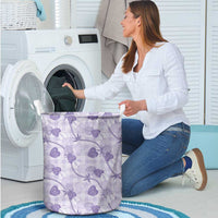 Anthurium Pikake Ti Leaf Palaka Laundry Basket Purple Version LT01 - Polynesian Pride