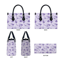 Anthurium Pikake Ti Leaf Palaka Leather Bag Purple Version LT01 - Polynesian Pride