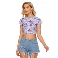 Anthurium Pikake Ti Leaf Palaka Raglan Cropped T Shirt Purple Version