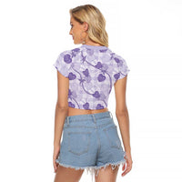 Anthurium Pikake Ti Leaf Palaka Raglan Cropped T Shirt Purple Version