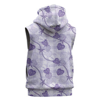 Anthurium Pikake Ti Leaf Palaka Sleeveless Hoodie Purple Version LT01 - Polynesian Pride