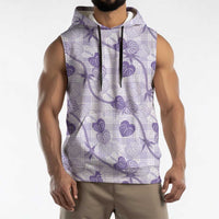 Anthurium Pikake Ti Leaf Palaka Sleeveless Hoodie Purple Version LT01 - Polynesian Pride