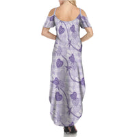 Anthurium Pikake Ti Leaf Palaka Summer Maxi Dress Purple Version
