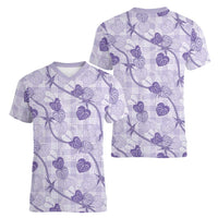 Anthurium Pikake Ti Leaf Palaka Women V-Neck T-Shirt Purple Version