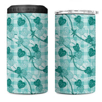 Anthurium Pikake Ti Leaf Palaka 4 in 1 Can Cooler Tumbler Turquoise Version
