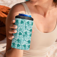 Anthurium Pikake Ti Leaf Palaka 4 in 1 Can Cooler Tumbler Turquoise Version