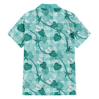Anthurium Pikake Ti Leaf Palaka Hawaiian Shirt Turquoise Version