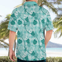 Anthurium Pikake Ti Leaf Palaka Hawaiian Shirt Turquoise Version