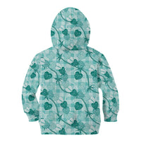 Anthurium Pikake Ti Leaf Palaka Kid Hoodie Turquoise Version