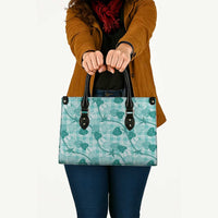 Anthurium Pikake Ti Leaf Palaka Leather Bag Turquoise Version LT01 - Polynesian Pride