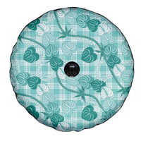 Anthurium Pikake Ti Leaf Palaka Spare Tire Cover Turquoise Version LT01 - Polynesian Pride