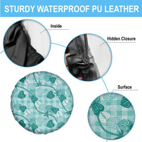 Anthurium Pikake Ti Leaf Palaka Spare Tire Cover Turquoise Version LT01 - Polynesian Pride