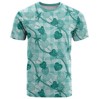 Anthurium Pikake Ti Leaf Palaka T Shirt Turquoise Version