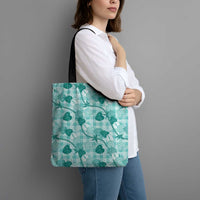 Anthurium Pikake Ti Leaf Palaka Tote Bag Turquoise Version