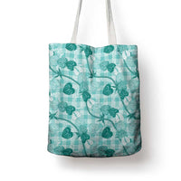 Anthurium Pikake Ti Leaf Palaka Tote Bag Turquoise Version