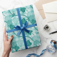Anthurium Pikake Ti Leaf Palaka Wrapping Paper Turquoise Version LT01 - Polynesian Pride