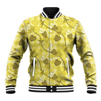 Anthurium Pikake Ti Leaf Palaka Baseball Jacket Yellow Version LT01 Unisex Yellow - Polynesian Pride