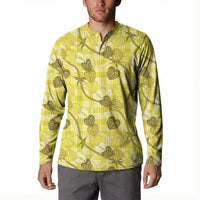 Anthurium Pikake Ti Leaf Palaka Button Sweatshirt Yellow Version