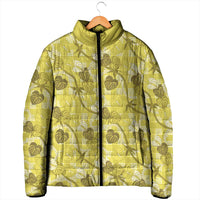 Anthurium Pikake Ti Leaf Palaka Padded Jacket Yellow Version LT01 - Polynesian Pride