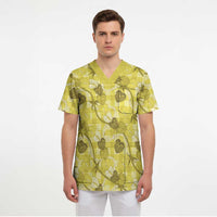 Anthurium Pikake Ti Leaf Palaka Scrub Top Yellow Version LT01 - Polynesian Pride
