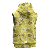 Anthurium Pikake Ti Leaf Palaka Sleeveless Hoodie Yellow Version LT01 - Polynesian Pride