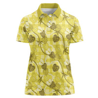Anthurium Pikake Ti Leaf Palaka Women Polo Shirt Yellow Version