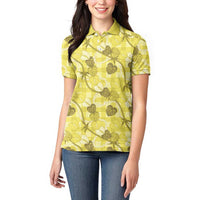 Anthurium Pikake Ti Leaf Palaka Women Polo Shirt Yellow Version