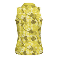 Anthurium Pikake Ti Leaf Palaka Women Sleeveless Polo Shirt Yellow Version