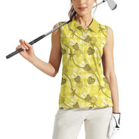 Anthurium Pikake Ti Leaf Palaka Women Sleeveless Polo Shirt Yellow Version