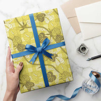 Anthurium Pikake Ti Leaf Palaka Wrapping Paper Yellow Version LT01 - Polynesian Pride