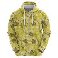 Anthurium Pikake Ti Leaf Palaka Zip Hoodie Yellow Version LT01 - Polynesian Pride