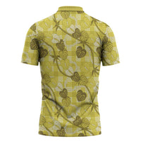 Anthurium Pikake Ti Leaf Palaka Zipper Polo Shirt Yellow Version