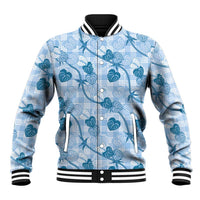 Anthurium Pikake Ti Leaf Palaka Baseball Jacket Blue Version LT01 Unisex Blue - Polynesian Pride