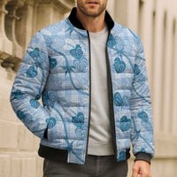 Anthurium Pikake Ti Leaf Palaka Bomber Puffer Jacket Blue Version