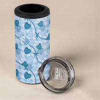 Anthurium Pikake Ti Leaf Palaka 4 in 1 Can Cooler Tumbler Blue Version LT01 - Polynesian Pride