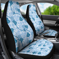 Anthurium Pikake Ti Leaf Palaka Car Seat Cover Blue Version
