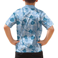 Anthurium Pikake Ti Leaf Palaka Family Matching Summer Maxi Dress and Hawaiian Shirt Blue Version LT01 - Polynesian Pride