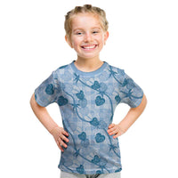 Anthurium Pikake Ti Leaf Palaka Kid T Shirt Blue Version
