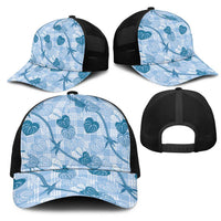 Anthurium Pikake Ti Leaf Palaka Mesh Trucker Cap Blue Version LT01 - Polynesian Pride