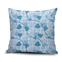 Anthurium Pikake Ti Leaf Palaka Pillow Cover Blue Version